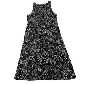 Athleta Black Palm Leaf Santorini Printed High Neck Dress Modal Blend Womens Sml